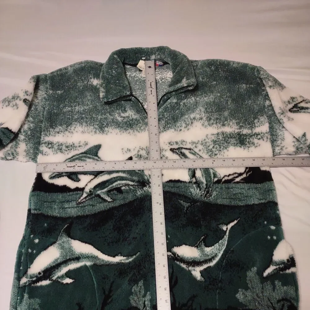 Vintage George Vine Dolphin Jacket Men's XL Sherpa Fleece Full Zip Made in USA